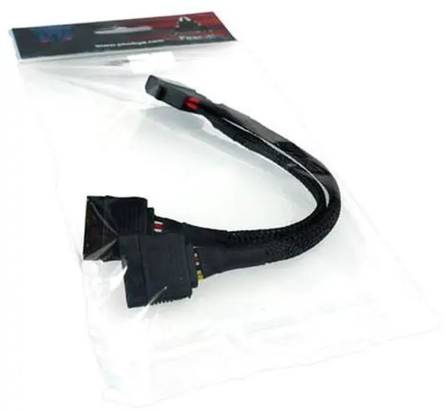 Alt view image 5 of 5 - Phobya 4-Pin Molex to 2x SATA Power Splitter Cable - 15cm | Black (87464)