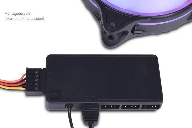 Alt view image 4 of 7 - Alphacool Core 11x 3-Pin DRGB Splitter with SATA Power Connector (25669)
