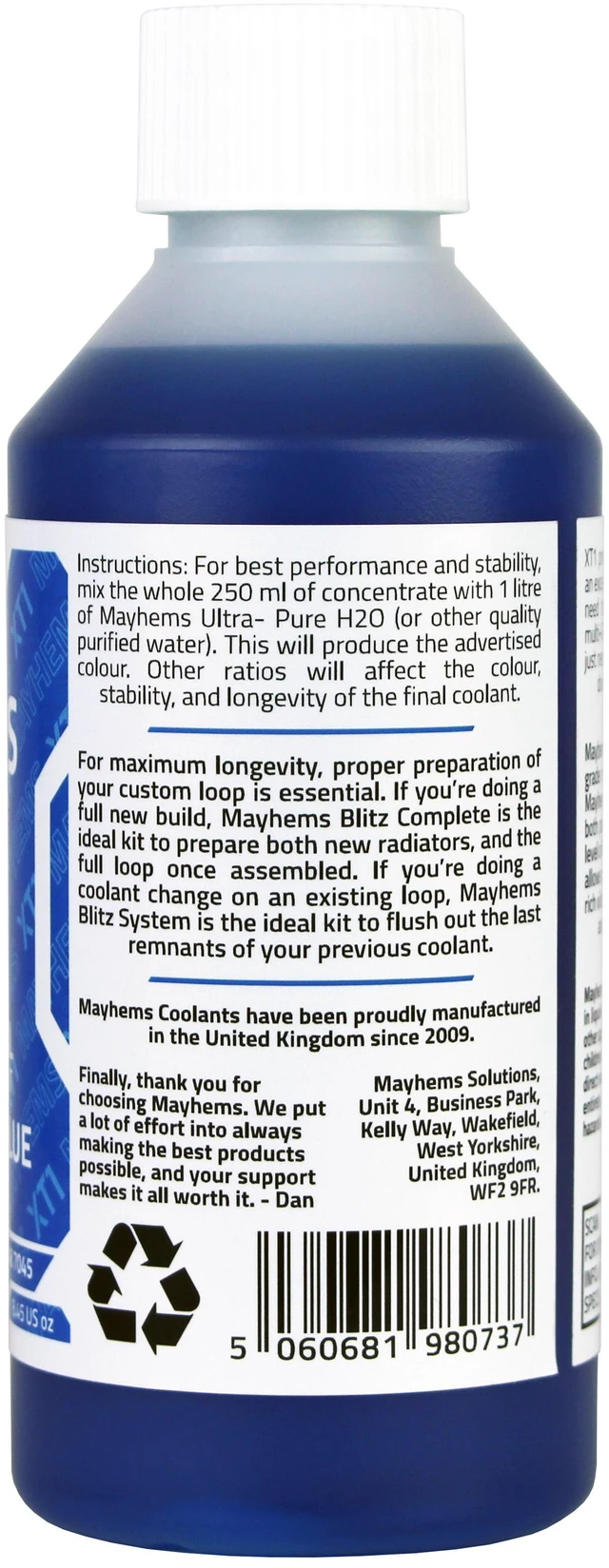 Alt view image 7 of 10 - Mayhems XT-1 Nuke PC Coolant Concentrate, 250mL, UV Blue