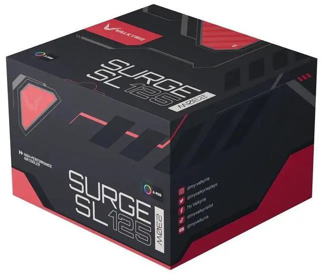 Alt view image 6 of 7 - Valkyrie Surge SL125 CPU Air Cooler- Black (VK-SUR125B)