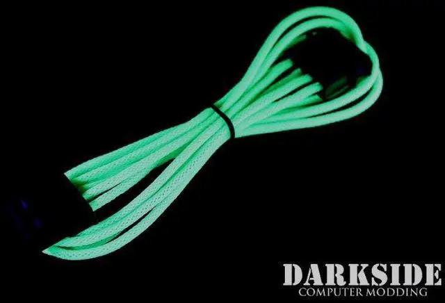 Alt view image 5 of 6 - Darkside 4-Pin MOLEX 12" (30cm) HSL Single Braid Extension Cable - Green UV (DS-0108)