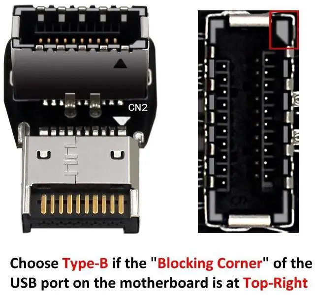 Alt view image 3 of 6 - ModMyMods USB 3.2 Front Panel Internal Connector Type E 90 Degree Angled Adapter - TYPE B (CO339)