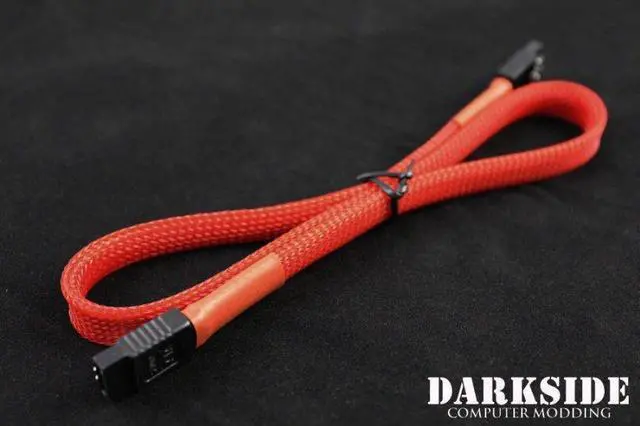 Alt view image 5 of 6 - Darkside 45cm (18") SATA 3.0 180° to 180° Data Cable with Latch - Red UV (DS-0154)