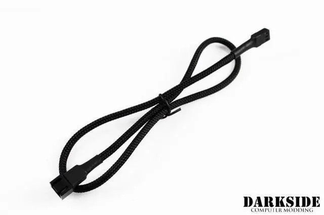 Alt view image 4 of 6 - Darkside 3-Pin 50cm (19.5") M/F Fan Sleeved Cable - Jet Black (DS-0518)