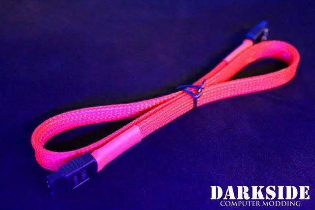 Alt view image 6 of 6 - Darkside 45cm (18") SATA 3.0 180° to 180° Data Cable with Latch - Red UV (DS-0154)
