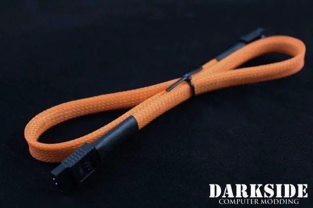 Alt view image 4 of 5 - Darkside 45cm (18") SATA 3.0 180° to 180° Data Cable with Latch - UV Orange (DS-0159)