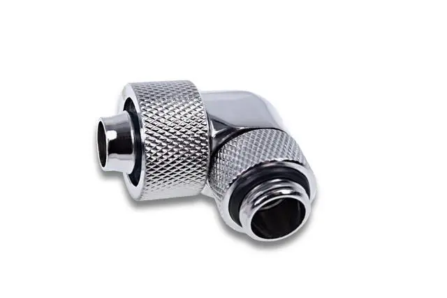 Alt view image 3 of 8 - Alphacool Eiszapfen 16/10mm Compression Fitting 90 Rotatable G1/4 - Chrome - Four Pack (17614)