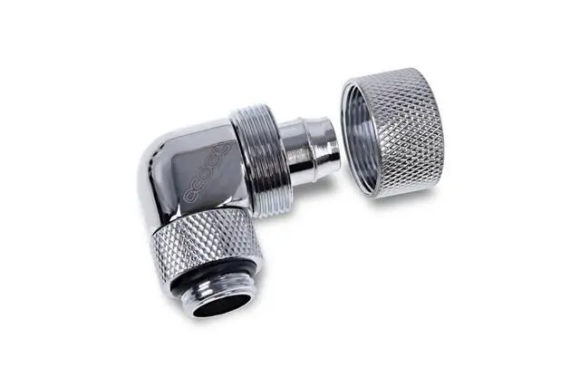 Alt view image 4 of 8 - Alphacool Eiszapfen 16/10mm Compression Fitting 90 Rotatable G1/4 - Chrome - Four Pack (17614)