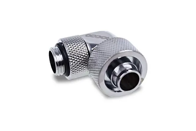 Alt view image 2 of 8 - Alphacool Eiszapfen 16/10mm Compression Fitting 90 Rotatable G1/4 - Chrome - Four Pack (17614)