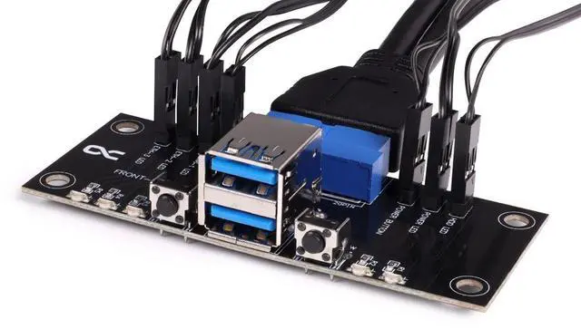 Alt view image 3 of 7 - Alphacool ES Front I/O-Panel with USB 3.0 and Cable Kit for Server Cases (25057)