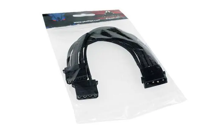 Alt view image 6 of 7 - Phobya 4-Pin Molex to 2x Molex Splitter Cable - 20cm | Black (81117)