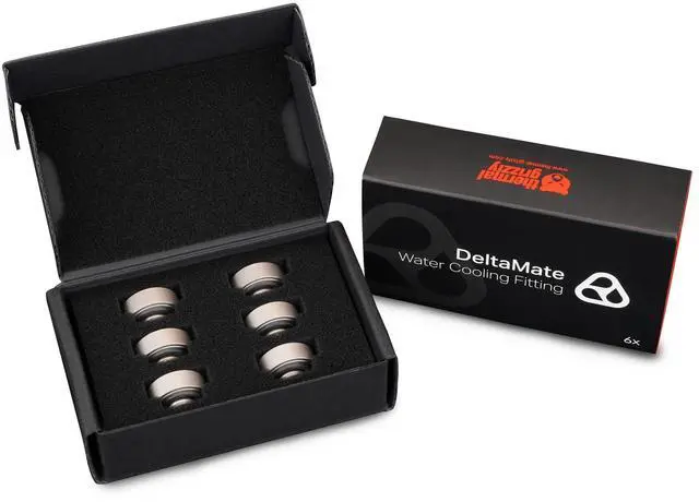 Alt view image 7 of 7 - Thermal Grizzly DeltaMate 7mm Male to Female Extender Fitting - MF7 - Matt Nickel - 6 Pack, G1/4, Brass (TG-DM-FIT-6205)
