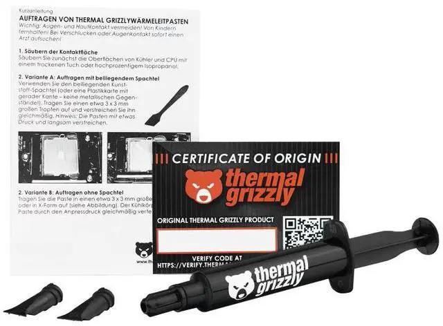 Alt view image 8 of 11 - Thermal Grizzly - Aeronaut - High Performance Thermal Paste - Cooling and Mute Heat Sink Paste for CPU (All Kinds of Them) and Graphics Card Coolers (7.8 Gram)