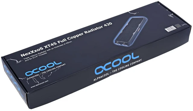Alt view image 18 of 20 - Alphacool NexXxos XT45 Full Copper Radiator 420, 140mm x 3, Triple Fan, Black