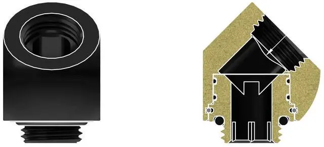 Alt view image 2 of 7 - Thermal Grizzly DeltaMate Rotary Fitting - 45° - Black, G1/4, Brass (TG-DM-FIT-0015)