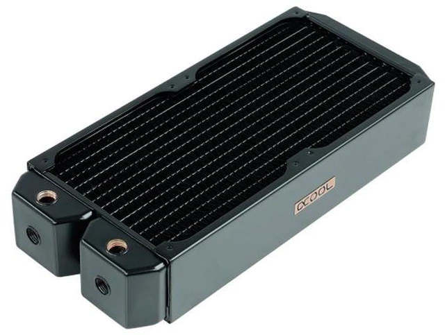 Alt view image 12 of 14 - Alphacool NexXxos UT60 Full Copper Radiator 280, 140mm x 2, Dual Fan, Black, G1/4, 280mm, 60mm (14177)