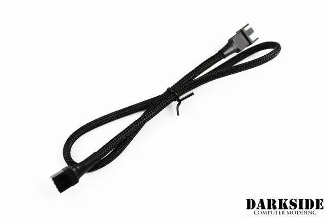 Alt view image 4 of 6 - Darkside 3-Pin 40cm (16") M/F Fan Sleeved Cable - Jet Black (DS-0517)
