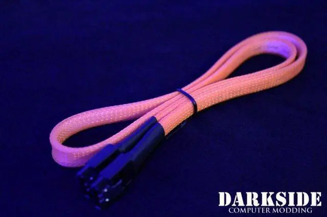 Alt view image 4 of 5 - Darkside 60cm (24") SATA 3.0 180° to 180° Data Cable with Latch - UV Orange (DS-0169)