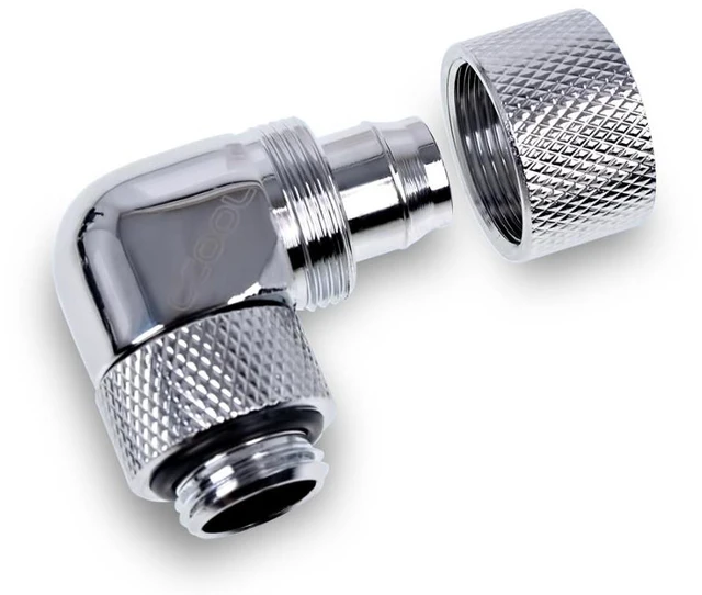 Alt view image 3 of 12 - Alphacool Eiszapfen 13/10mm Compression Fitting 90 Rotatable G1/4 - Chrome - Four Pack (17312)