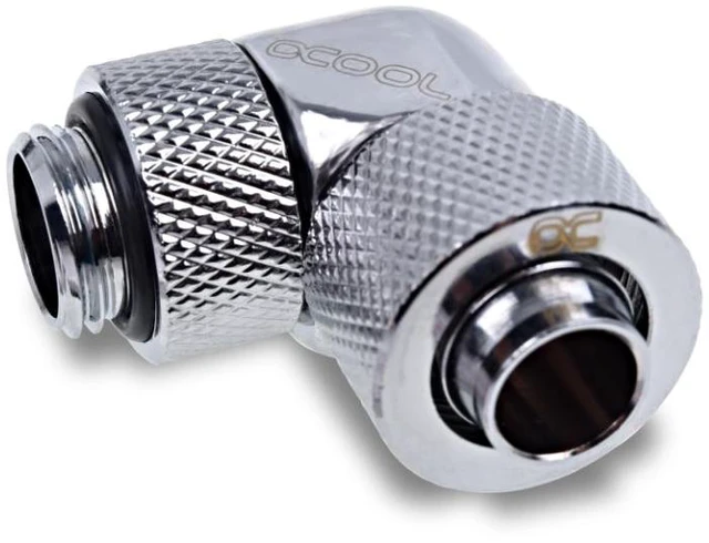 Alt view image 4 of 12 - Alphacool Eiszapfen 13/10mm Compression Fitting 90 Rotatable G1/4 - Chrome - Four Pack (17312)
