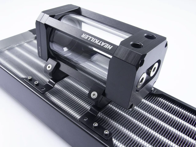 Alt view image 9 of 9 - Watercool HEATKILLER Tube - 120mm Adapter FLEX Reservoir Mount, Steel (30269)