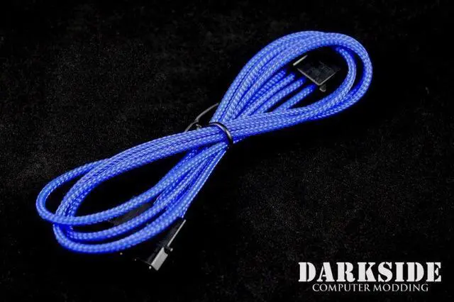 Alt view image 5 of 6 - Darkside 4-Pin MOLEX 12" (30cm) HSL Single Braid Extension Cable - Blue UV (DS-0109)