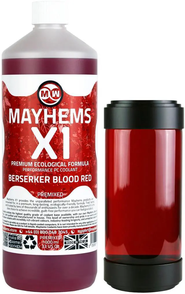 Alt view image 2 of 6 - Mayhems - PC Coolant - X1 Premix - Eco Friendly Series | 1 Liter - Berserker Blood Red (MX1P1LBR)