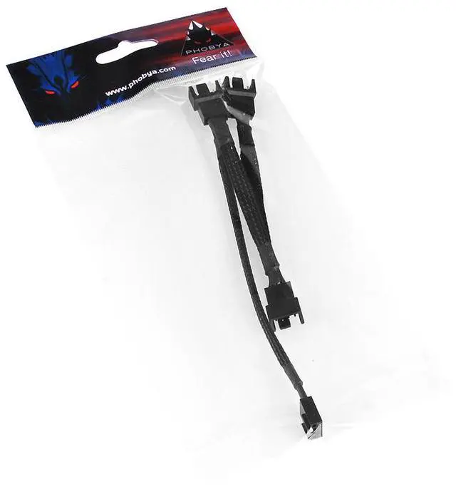 Alt view image 4 of 5 - Phobya 4-Pin PWM to 3x 4Pin PWM Breakout Cable - 40cm | Black (81123)