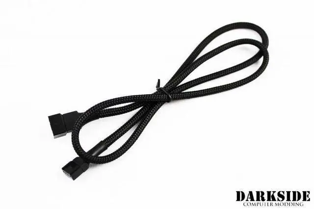 Alt view image 3 of 5 - Darkside 4-Pin 70cm (27") M/F PWM Fan Sleeved Cable - Jet Black (DS-0578)