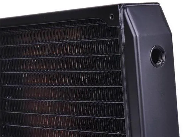 Alt view image 7 of 12 - Alphacool NexXxos XT45 Full Copper Radiator 360, 180mm x 2, Dual Fan, Black