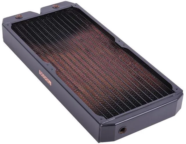 Alt view image 9 of 12 - Alphacool NexXxos XT45 Full Copper Radiator 360, 180mm x 2, Dual Fan, Black