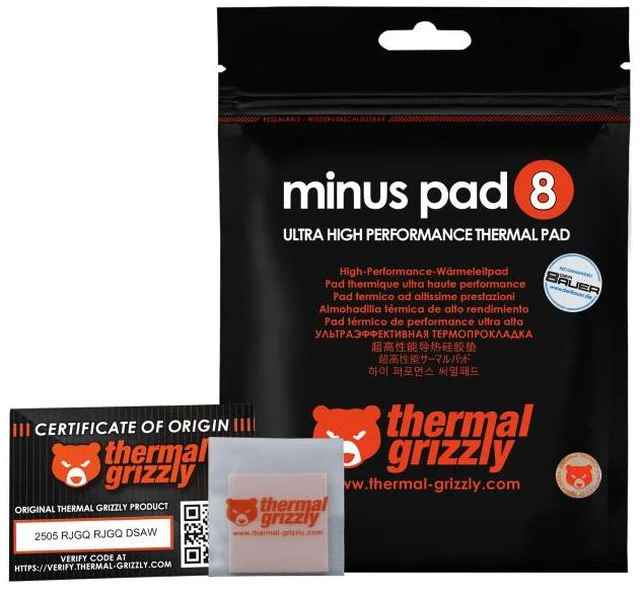 Alt view image 5 of 7 - Thermal Grizzly Minus Pad 8 - 30x 30x 1.0 mm, Pink (TG-MP8-30-30-10-1R)