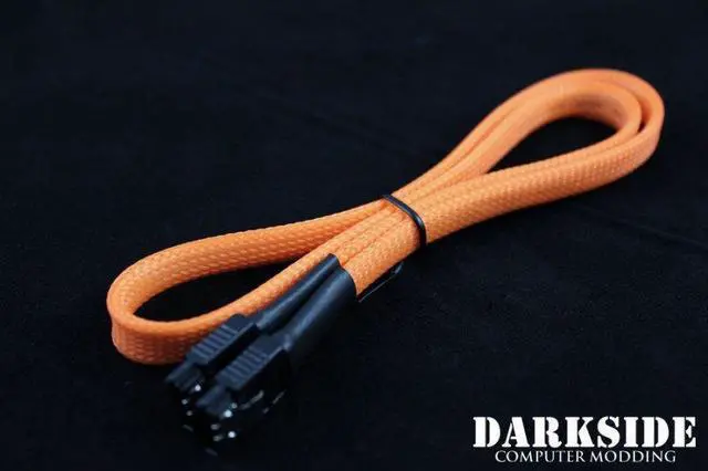 Alt view image 5 of 5 - Darkside 60cm (24") SATA 3.0 180° to 180° Data Cable with Latch - UV Orange (DS-0169)