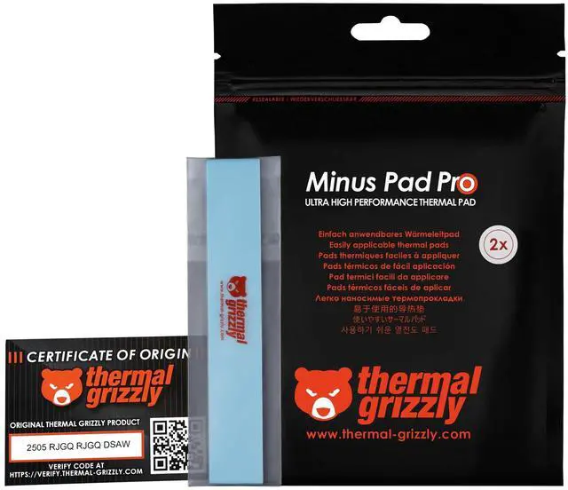 Alt view image 20 of 20 - Thermal Grizzly TG-MP-P-120-20-15-2 Minus Pad Pro 2-Pack Thermal Interface Pad,120x20x1.5mm for SSDs, GPUs & Electronics