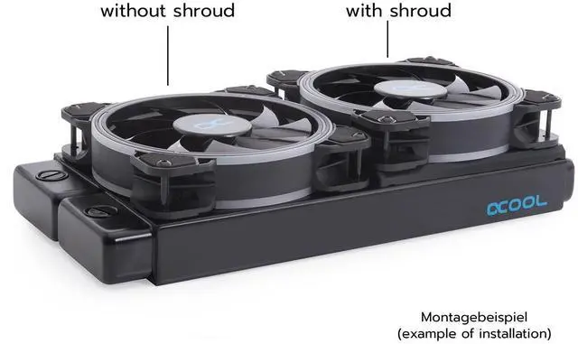 Alt view image 3 of 7 - Alphacool Shroud & Decoupling 120mm (7mm Thickness) Including 4x M3x37mm Screws (24830)