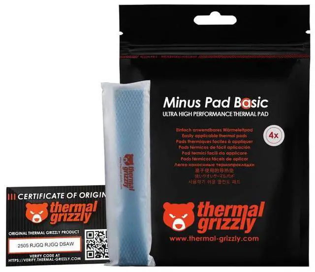 Alt view image 6 of 14 - Thermal Grizzly Minus Pad Basic - 120x 20x 2.0 mm - 4 pcs (TG-MP-B-120-20-20-4)