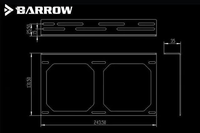 Alt view image 5 of 7 - Barrow 240mm Radiator "L" Bracket - Black (TCBJ240-L)