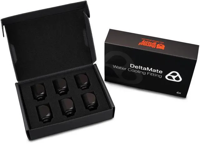 Alt view image 7 of 7 - Thermal Grizzly DeltaMate Rotary Fitting - 90° - Black - 6 Pack, G1/4, Brass (TG-DM-FIT-6003)