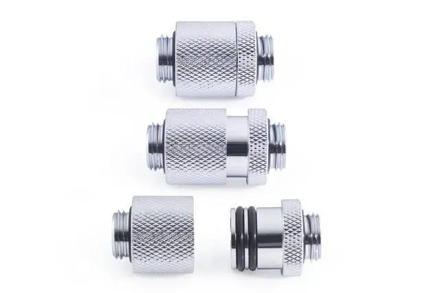 Alt view image 4 of 7 - Alphacool ES D-Plug 20mm G1/4 Male to Male Resizable Fitting - Chrome (17585)