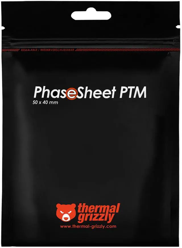 Alt view image 10 of 14 - Thermal Grizzly - PhaseSheet PTM (50x40mm)- High Performance Thermal pad with Phase Change Material | Durable, not electrically Conductive | for CPU, GPU & Electronics Cooling