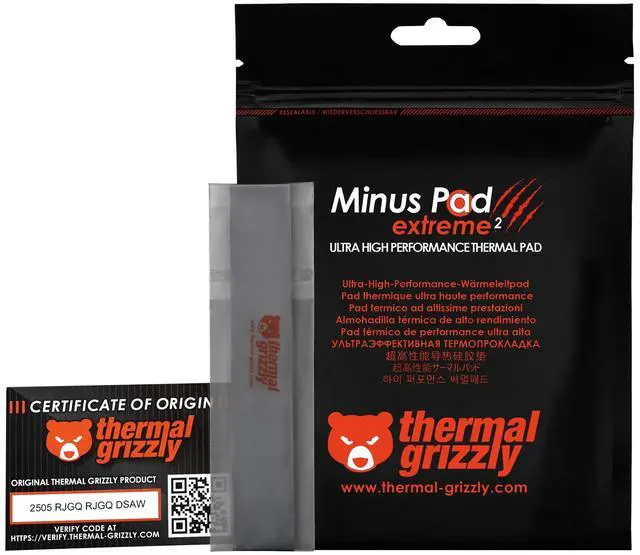 Alt view image 5 of 7 - Thermal Grizzly Minus Pad Extreme V2 - 120x 20x 2.0 mm - 2pcs (TG-MP-E2-120-20-20-2)
