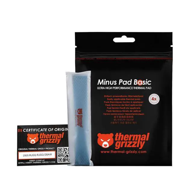 Alt view image 6 of 14 - Thermal Grizzly Minus Pad Basic - 120x 20x 1.0 mm - 4 pcs (TG-MP-B-120-20-10-4)