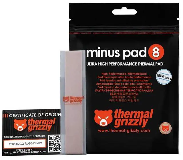 Alt view image 16 of 18 - Thermopad Thermal Grizzly Minus Pad 8 - Silicone, Self-Adhesive, Thermally Conductive Thermal Pad - Conducts Heat and Cools The Heating Elements of The Computer or Console (120 × 20 × 1,5 mm)
