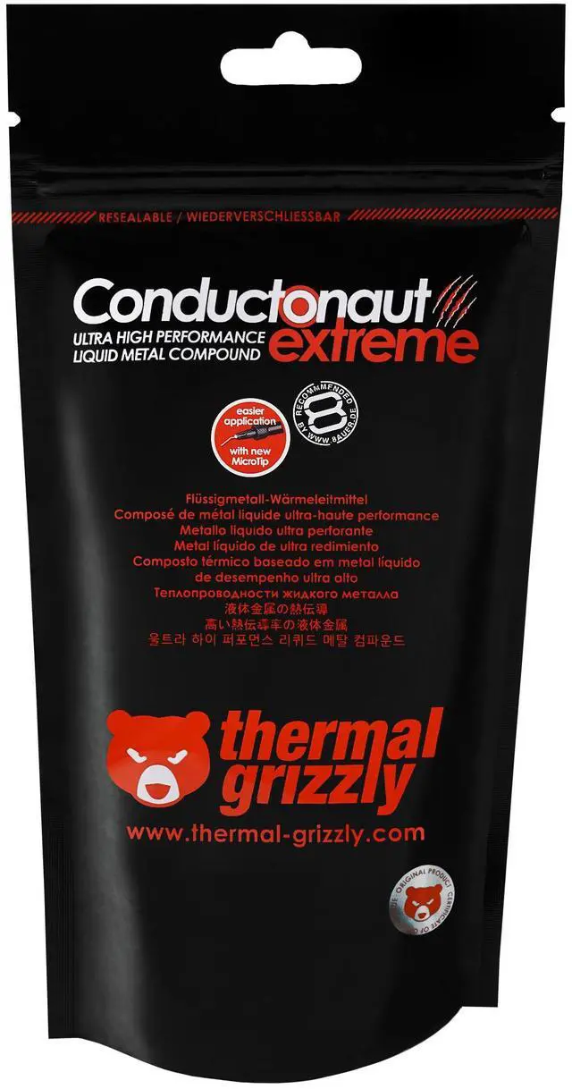 Alt view image 11 of 14 - Thermal Grizzly Conductonaut Extreme - 1 Gram - Ultra High Performance Liquid Metal Compound Thermal Paste - for Maximum Thermal Conductivity While Overclocking CPU/GPU/PS4/PS5/Xbox Made in Germany