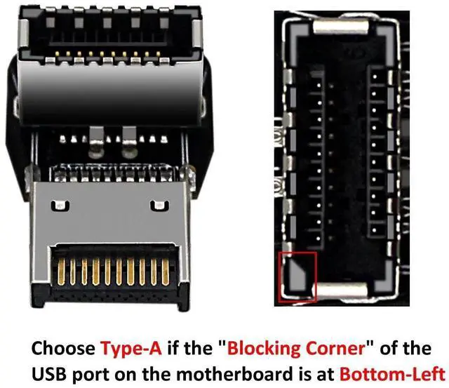 Alt view image 3 of 6 - ModMyMods USB 3.2 Front Panel Internal Connector Type E 90 Degree Angled Adapter - TYPE A (CO339)