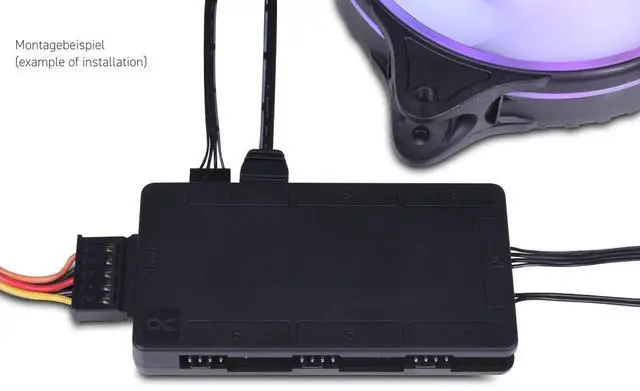 Alt view image 6 of 7 - Alphacool Core 6x 4-Pin PWM/DRGB Splitter with SATA Power Connector (25668)