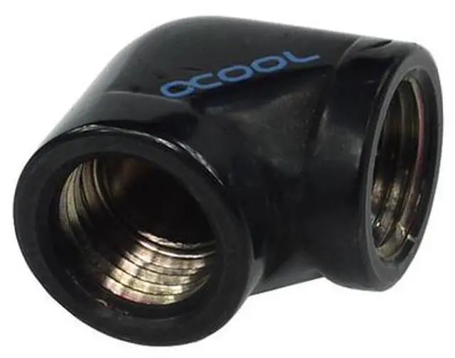 Alt view image 12 of 14 - Alphacool HF G1/4" Female to Female Fitting, 90 Degree Angle, Deep Black