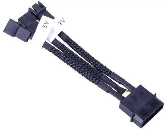 Alt view image 4 of 6 - Phobya 4-Pin Voltage Reduction Cable, 5V/7V/12V - 10cm - Black (87490)