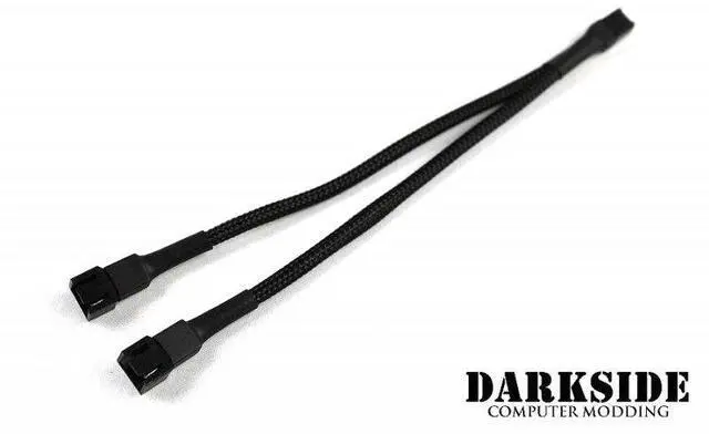 Alt view image 3 of 3 - Darkside 3-Pin Dual Fan Power Y-Cable Splitter - Jet Black (DS-0094)