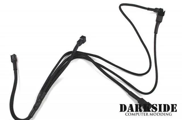 Alt view image 3 of 3 - Darkside 3-pin Quad Radiator Standard Fan Power Y-Cable Splitter - Jet Black, 75cm (DS-0097)